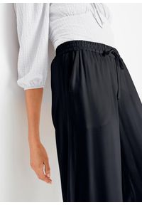 bonprix - Spodnie Marlene z lekko połyskującej wiskozy. Kolor: czarny, beżowy. Materiał: wiskoza #2
