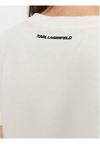 Karl Lagerfeld - KARL LAGERFELD T-Shirt A1W17126 Écru Regular Fit. Typ kołnierza: dekolt w karo. Materiał: bawełna