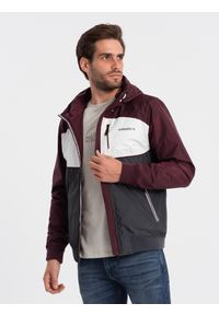Ombre Clothing - Kurtka męska sportowa - bordowa V18 C447 - S. Kolor: czerwony. Materiał: poliester, polar. Sezon: jesień. Styl: sportowy #6
