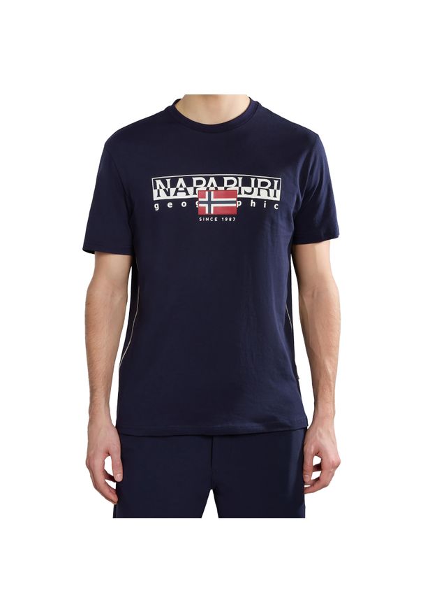 Koszulka męska Napapijri S-Aylmer. Kolor: niebieski. Sport: turystyka piesza