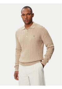 TOMMY HILFIGER - Tommy Hilfiger Sweter Classic MW0MW41955 Beżowy jasny Regular Fit. Kolor: beżowy. Materiał: bawełna #1