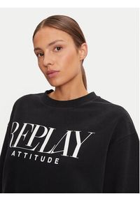 Replay - REPLAY Bluza W3106C.000.22890CS Czarny Oversize. Kolor: czarny. Materiał: bawełna #4