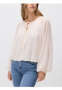 Reserved - Bluzka z wiązaniem - pastelowy róż. Kolor: różowy. Materiał: tkanina #1
