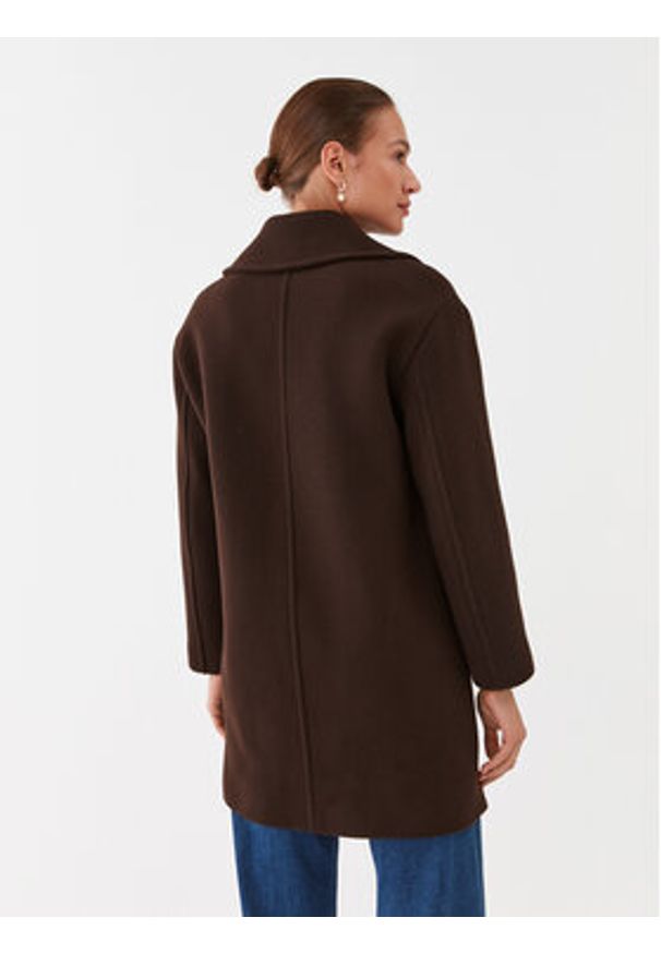 Pinko Płaszcz wełniany Effetto 101747 Y7DY Brązowy Regular Fit. Kolor: brązowy. Materiał: wełna