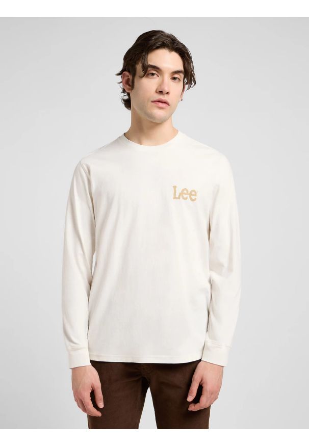 Lee - MESKA KOSZULKA LEE LS WOBBLY LEE TEE ECRU 112370507