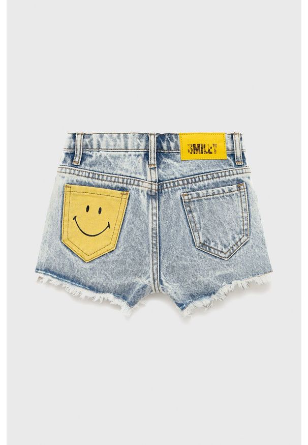 Desigual szorty jeansowe dziecięce z aplikacją regulowana talia. Okazja: na co dzień. Kolor: niebieski. Materiał: jeans. Wzór: aplikacja. Styl: casual
