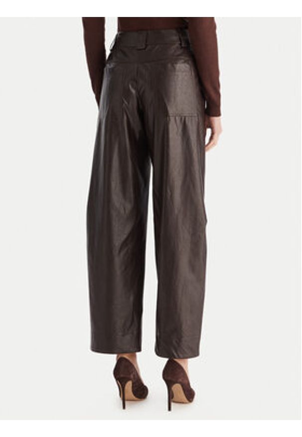 ACCESS FASHION Spodnie z imitacji skóry 54-5132-188 Brązowy Regular Fit. Kolor: brązowy. Materiał: skóra