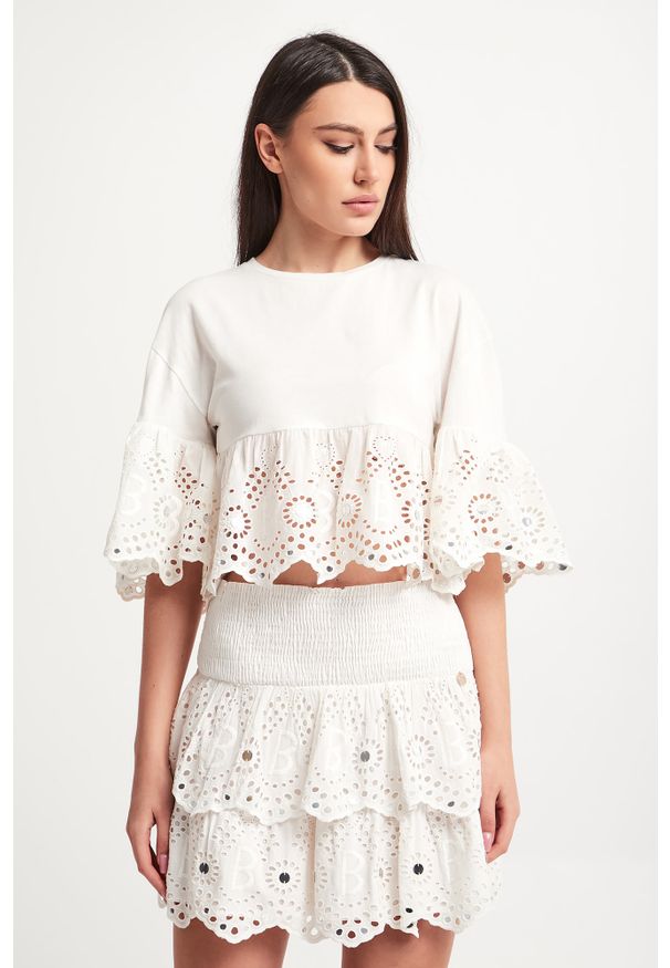 Blugirl Blumarine - Bluzka BLUGIRL BLUMARINE. Wzór: ażurowy, haft, aplikacja