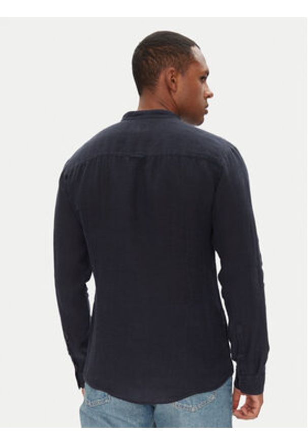Hugo - HUGO Koszula Elvory 50490740 Granatowy Slim Fit. Kolor: niebieski. Materiał: len