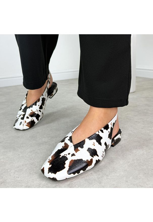 POTOCKI - Białe baleriny damskie Potocki 20335. Okazja: na co dzień, do pracy. Kolor: biały. Materiał: skóra. Sezon: wiosna, lato, jesień. Obcas: na obcasie. Styl: casual, klasyczny, elegancki. Wysokość obcasa: niski