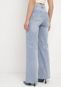 Born2be - Jasnoniebieskie Jeansowe Spodnie z Szerokimi Nogawkami i Wysokim Stanem Asanora. Stan: podwyższony. Kolor: niebieski. Materiał: jeans. Styl: klasyczny, elegancki #6