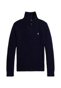 Polo Ralph Lauren Sweter 710974167001 Granatowy Regular Fit. Typ kołnierza: polo. Kolor: niebieski. Materiał: wełna