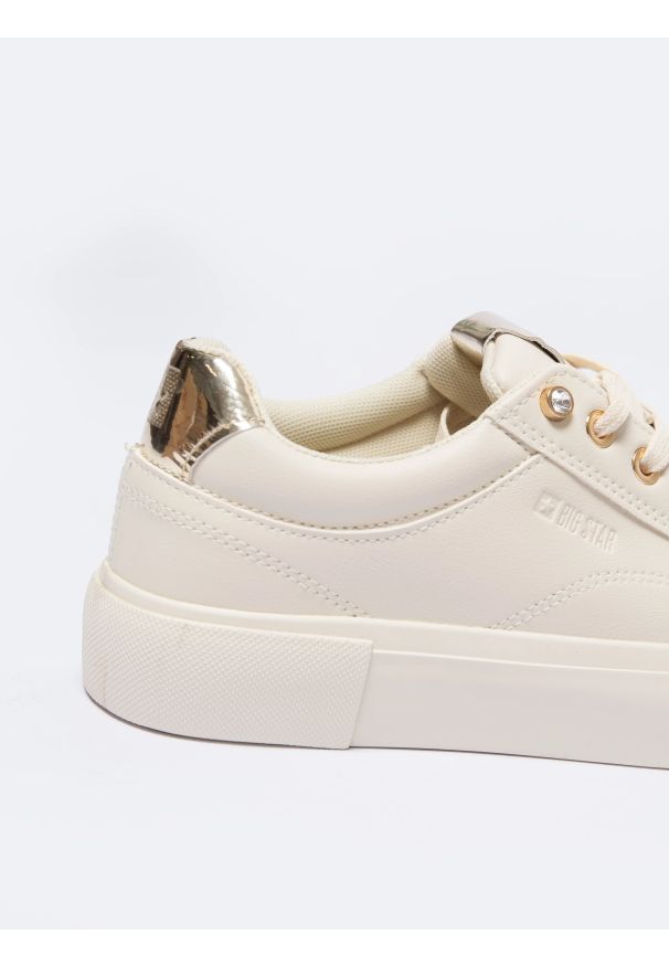 Big-Star - Sneakersy damskie ze skóry ekologicznej beżowe NN274210 801. Okazja: na co dzień, na spacer. Kolor: beżowy. Materiał: skóra ekologiczna. Szerokość cholewki: normalna. Sport: turystyka piesza