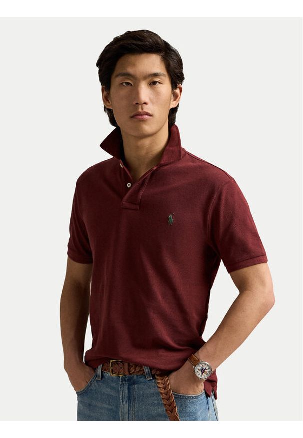 Polo Ralph Lauren Polo 710536856457 Bordowy Slim Fit. Typ kołnierza: polo. Kolor: czerwony. Materiał: bawełna