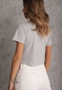 Renee - Szary Top z Bawełny Ozdobiony Guzikami przy Dekolcie Nediva. Okazja: na co dzień. Kolor: szary. Materiał: bawełna. Wzór: aplikacja. Styl: casual #2