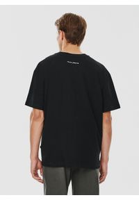 Pako Lorente - PAKO LORENTE – Czarny męski t-shirt basic. Okazja: na co dzień. Kolor: czarny, biały. Materiał: bawełna. Styl: casual #4