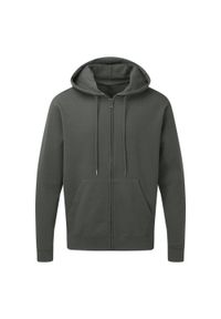 SG - Męska Gładka Bluza Sportowa Z Kapturem Na Zamek. Typ kołnierza: kaptur. Kolor: brązowy, szary, wielokolorowy. Wzór: gładki #1