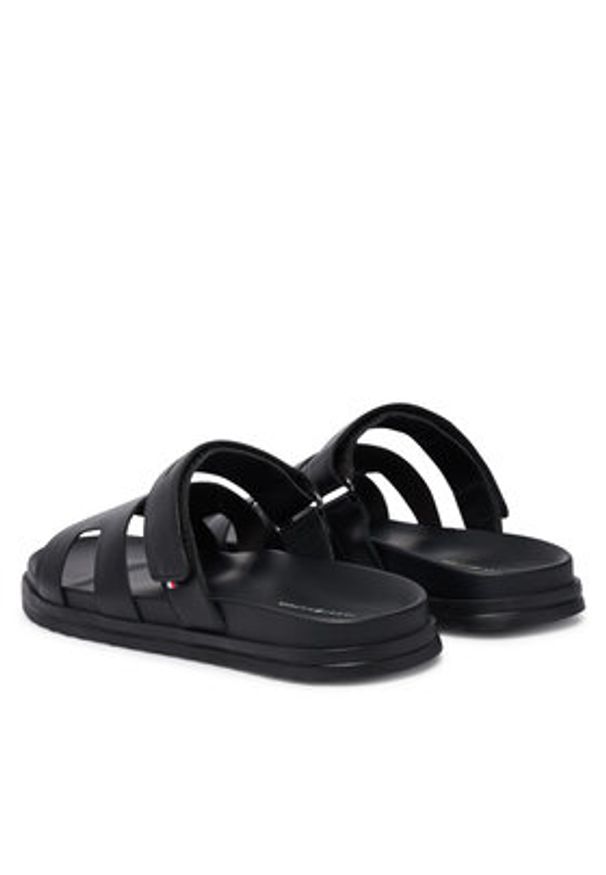 TOMMY HILFIGER - Tommy Hilfiger Klapki Adjustable Premium Lth Sandal FM0FM05773 Czarny. Kolor: czarny. Materiał: skóra