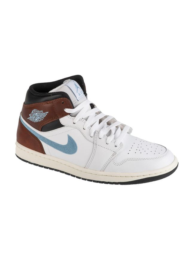 Buty sportowe Sneakersy męskie, Air Jordan 1 Mid. Kolor: biały. Sport: turystyka piesza