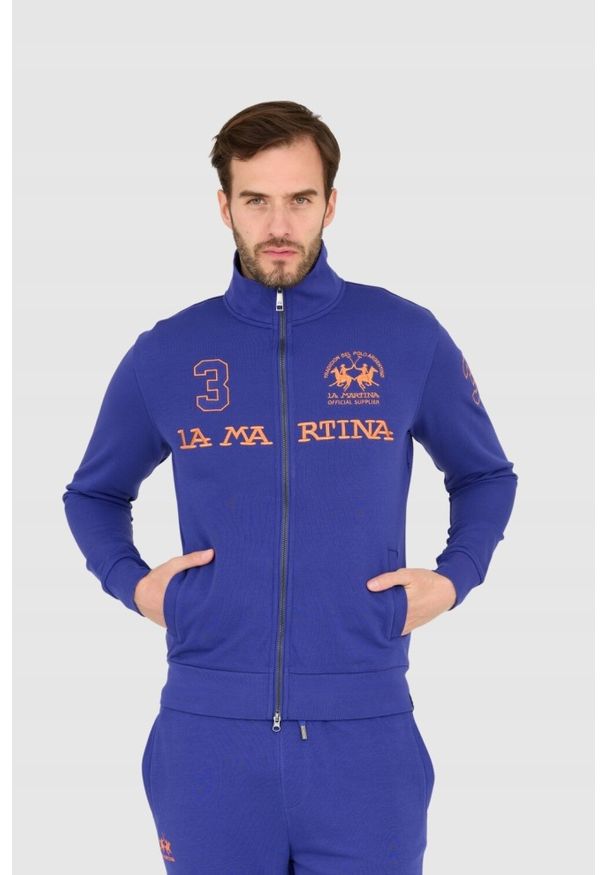 La Martina - LA MARTINA Fioletowa bluza męska na zamek, Rozmiar XL. Kolor: fioletowy