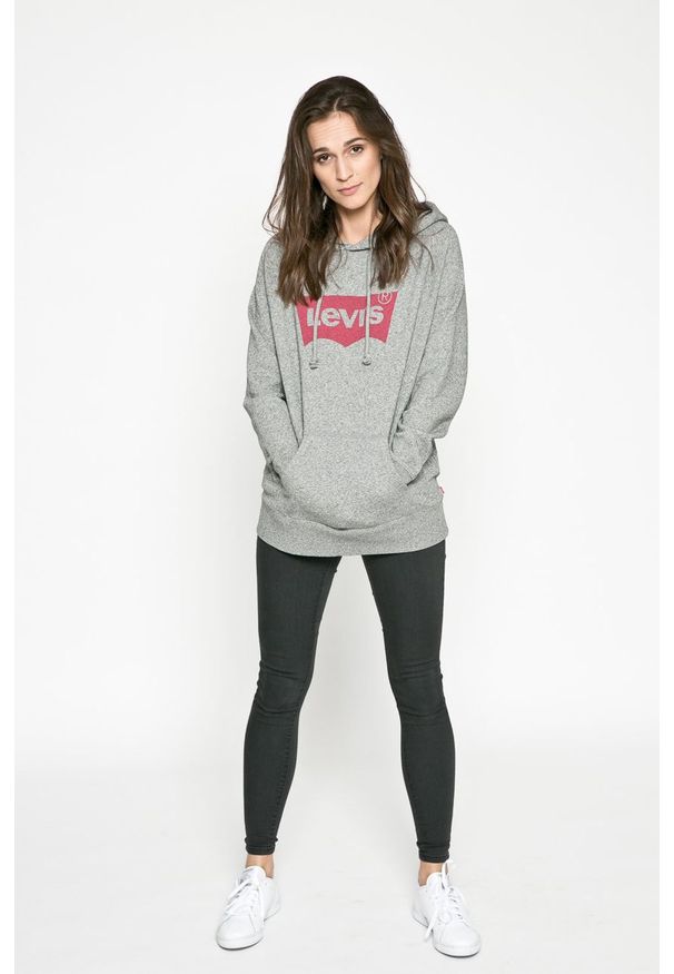 Levi's® - Levi's - Bluza. Okazja: na co dzień. Kolor: szary. Materiał: dzianina. Wzór: gładki. Styl: casual