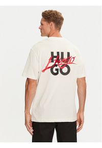 Hugo T-Shirt Dlogotee 50527926 Écru Relaxed Fit. Materiał: bawełna