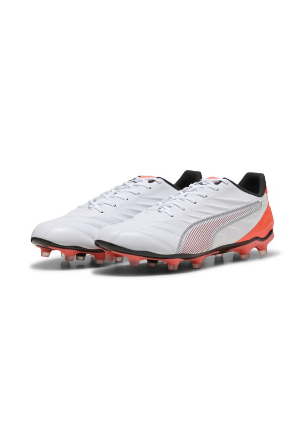 Puma - Buty piłkarskie unisex KING PRO FG/AG PUMA White Silver Glowing Red Metallic. Kolor: czerwony, szary, biały, wielokolorowy. Sport: piłka nożna