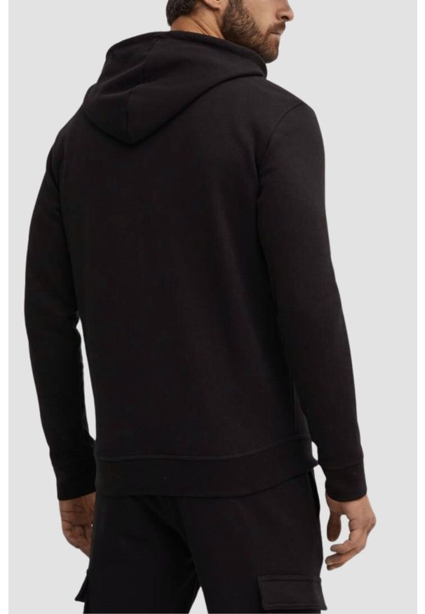Guess - GUESS Czarna męska bluza z kapturem Aldwin. Typ kołnierza: kaptur. Kolor: czarny