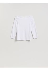 Reserved - Bawełniany longsleeve - biały. Kolor: biały. Materiał: bawełna. Długość rękawa: długi rękaw