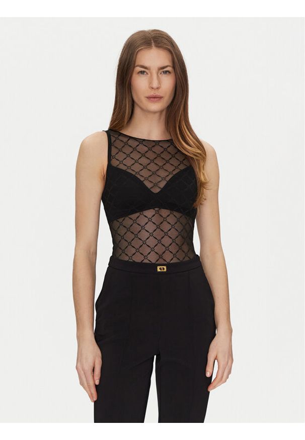 Elisabetta Franchi Body BO-020-51E2-V150 Czarny Slim Fit. Kolor: czarny. Materiał: syntetyk