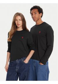 AMI PARIS Longsleeve BFUTS235.724 Czarny Regular Fit. Kolor: czarny. Materiał: bawełna. Długość rękawa: długi rękaw