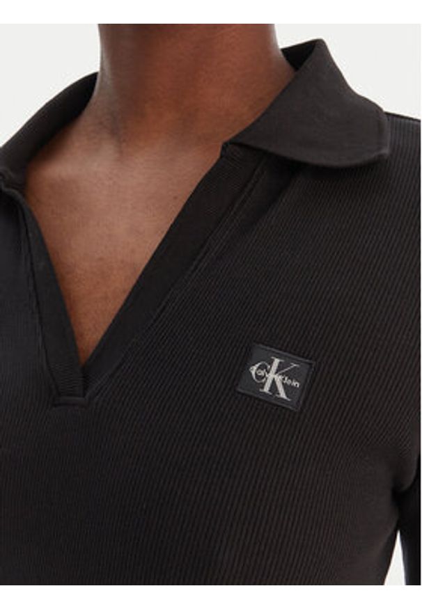 Calvin Klein Jeans Sukienka dzianinowa LV047E202G Czarny Slim Fit. Kolor: czarny. Materiał: bawełna