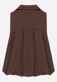 Born2be - Brązowa Bluza Rozkloszowana Oversize z Kołnierzykiem Eridwen. Okazja: na co dzień. Typ kołnierza: dekolt w serek, kołnierzyk klasyczny. Kolor: brązowy. Długość rękawa: długi rękaw. Długość: długie. Styl: klasyczny, casual