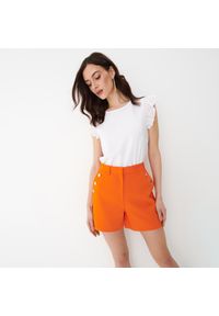 Mohito - Pomarańczowe szorty z wysokim stanem - Pomarańczowy. Stan: podwyższony. Kolor: pomarańczowy