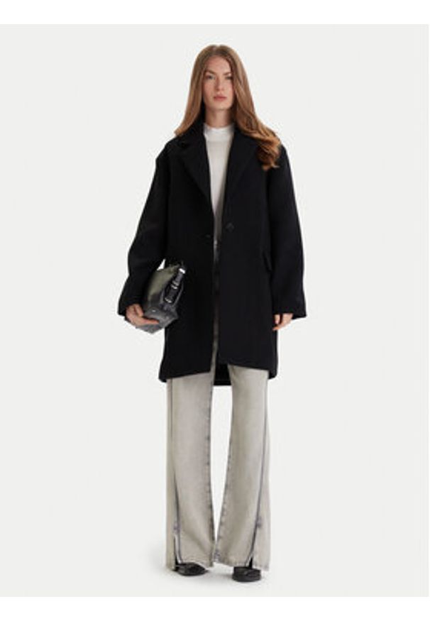 BOSS Płaszcz wełniany C_Calesara2 50548660 Czarny Relaxed Fit. Kolor: czarny. Materiał: wełna, syntetyk