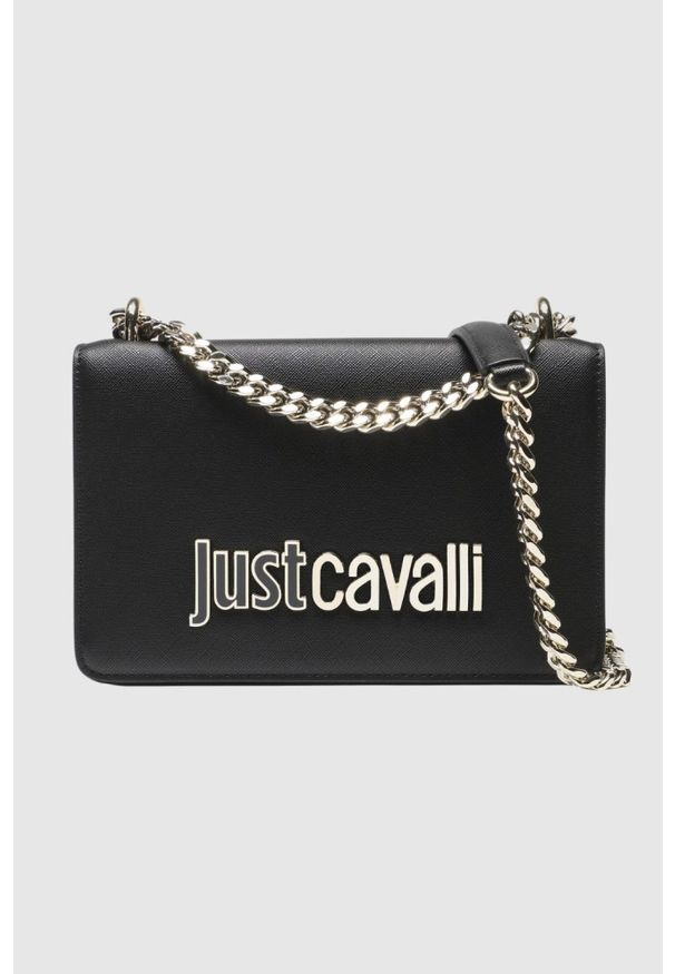 Just Cavalli - JUST CAVALLI Czarna torebka Range Metal Lettering. Kolor: czarny