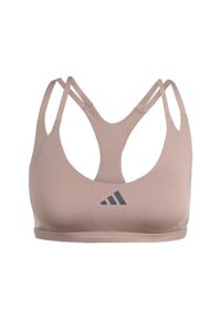 Adidas - Biustonosz Aeroimpact Luxe Training Light-Support. Kolor: brązowy. Materiał: materiał