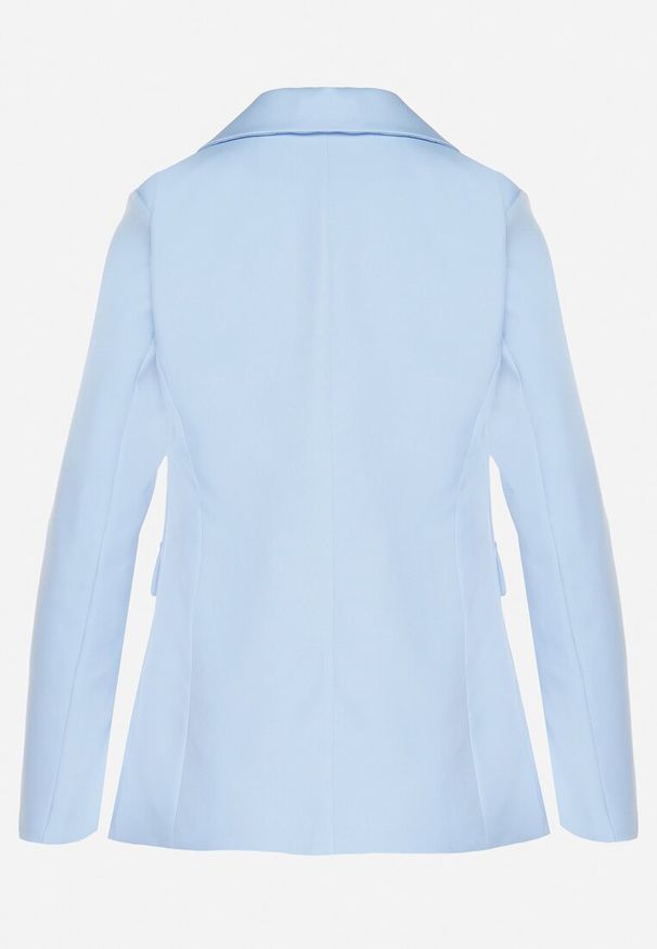 Born2be - Jasnoniebieska Taliowana Marynarka z Usztywnioną Linią Ramion Finzeki. Okazja: na co dzień. Kolor: niebieski. Materiał: jeans. Styl: klasyczny, casual