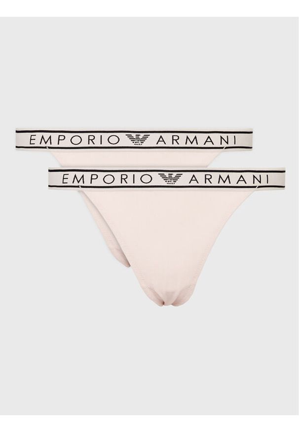 Emporio Armani Underwear Komplet 2 par stringów 164522 2F221 00470 Beżowy. Kolor: beżowy. Materiał: wiskoza
