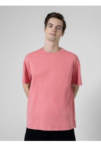 outhorn - T-shirt oversize z haftem męski - różowy. Okazja: na co dzień. Kolor: różowy. Materiał: bawełna, dzianina. Wzór: haft. Styl: casual #8