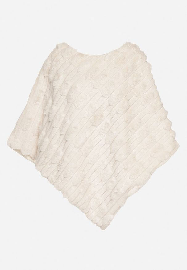 Born2be - Jasnobeżowe Ponczo Ozdobione Tłoczeniem Dairis. Okazja: na co dzień. Kolor: beżowy. Materiał: jeans. Wzór: aplikacja. Styl: klasyczny, casual, elegancki