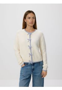 Reserved - Sweter z kokardkami - wielobarwny. Typ kołnierza: kokarda. Materiał: wełna, dzianina