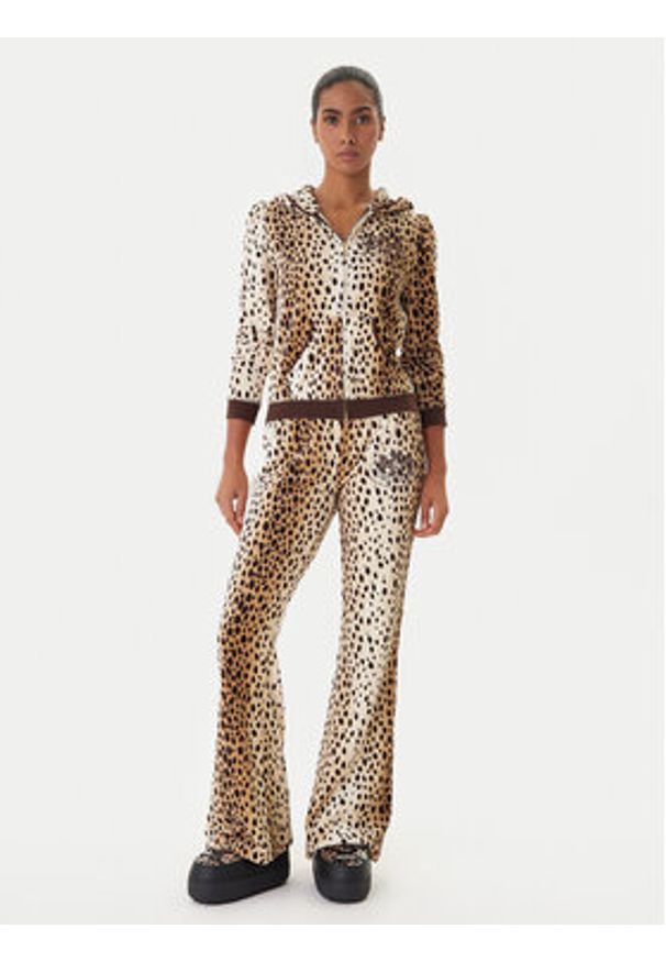 Juicy Couture Spodnie dresowe JCGBJ225013A Beżowy Regular Fit. Kolor: beżowy. Materiał: bawełna