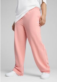 Puma - Damskie spodnie z prostymi nogawkami i małym logo No. 1 ESS Comfort PUMA. Kolor: różowy. Wzór: haft