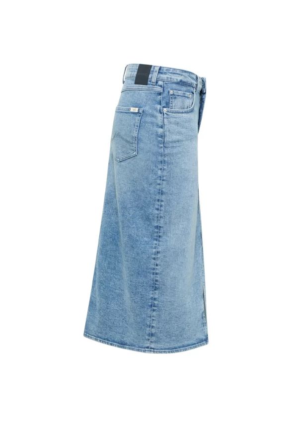 Mustang - Damska spódnica jeansowa MUSTANG Eureka Denim Skirt Denim Blue 1016225 5000 582. Materiał: denim, jeans
