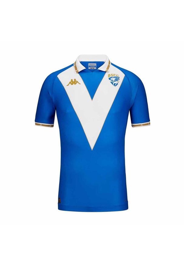 Kappa - Koszulka domowa Brescia Kombat Pro 2024/25. Kolor: wielokolorowy, niebieski, biały, żółty. Sport: piłka nożna