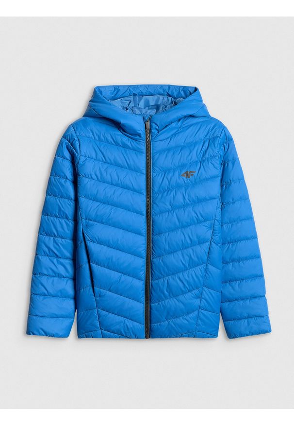 4f - 4F Kurtka z wypełnieniem syntetycznym chłopięca - niebieska 134 (8-9 lat). Okazja: na co dzień, na uczelnię. Kolor: niebieski. Materiał: syntetyk. Sezon: lato. Styl: casual