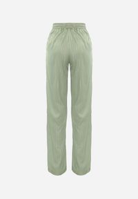 Born2be - Zielone Szerokie Spodnie z Metalicznym Wzorem w Cienkie Paski Kleriame. Kolor: zielony. Wzór: paski #7