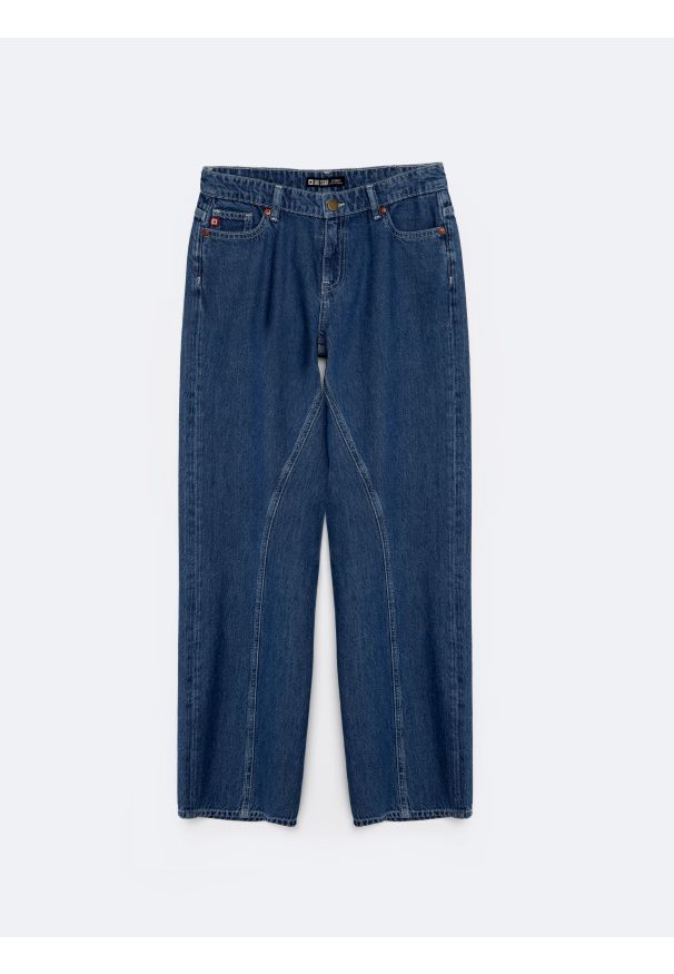 Big-Star - Jeansy dziewczęce z szeroką nogawką niebieskie Misaki 528. Okazja: na co dzień. Stan: podwyższony. Kolor: niebieski. Materiał: jeans. Styl: klasyczny, casual