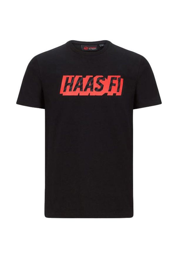 HAAS - Haas F1 Team Koszulka Męska Czarna L - Grafika Z Logo. Kolor: czarny. Materiał: bawełna. Sport: kolarstwo